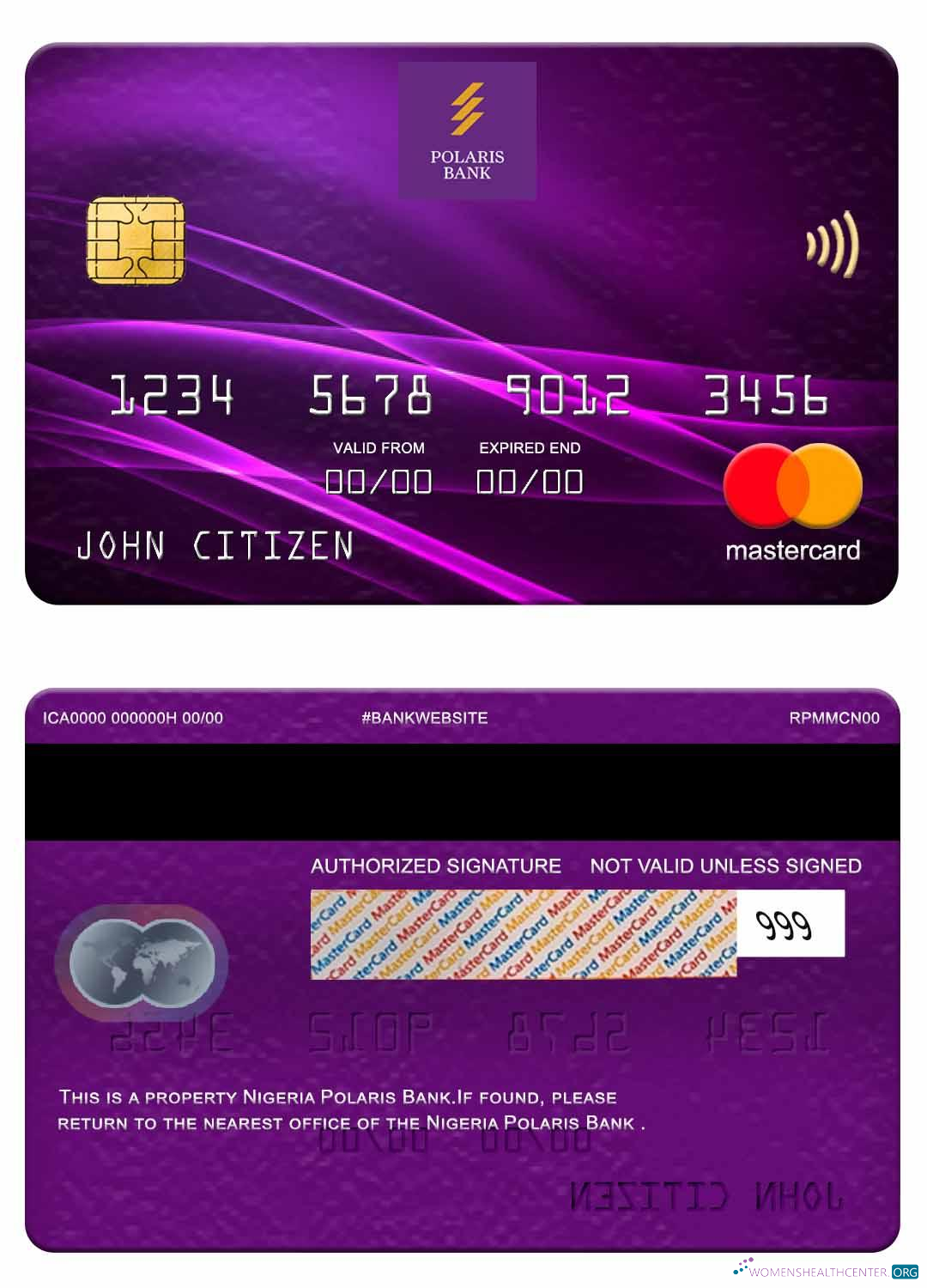 Download Nigeria Polaris Bank mastercard Photoshop template
